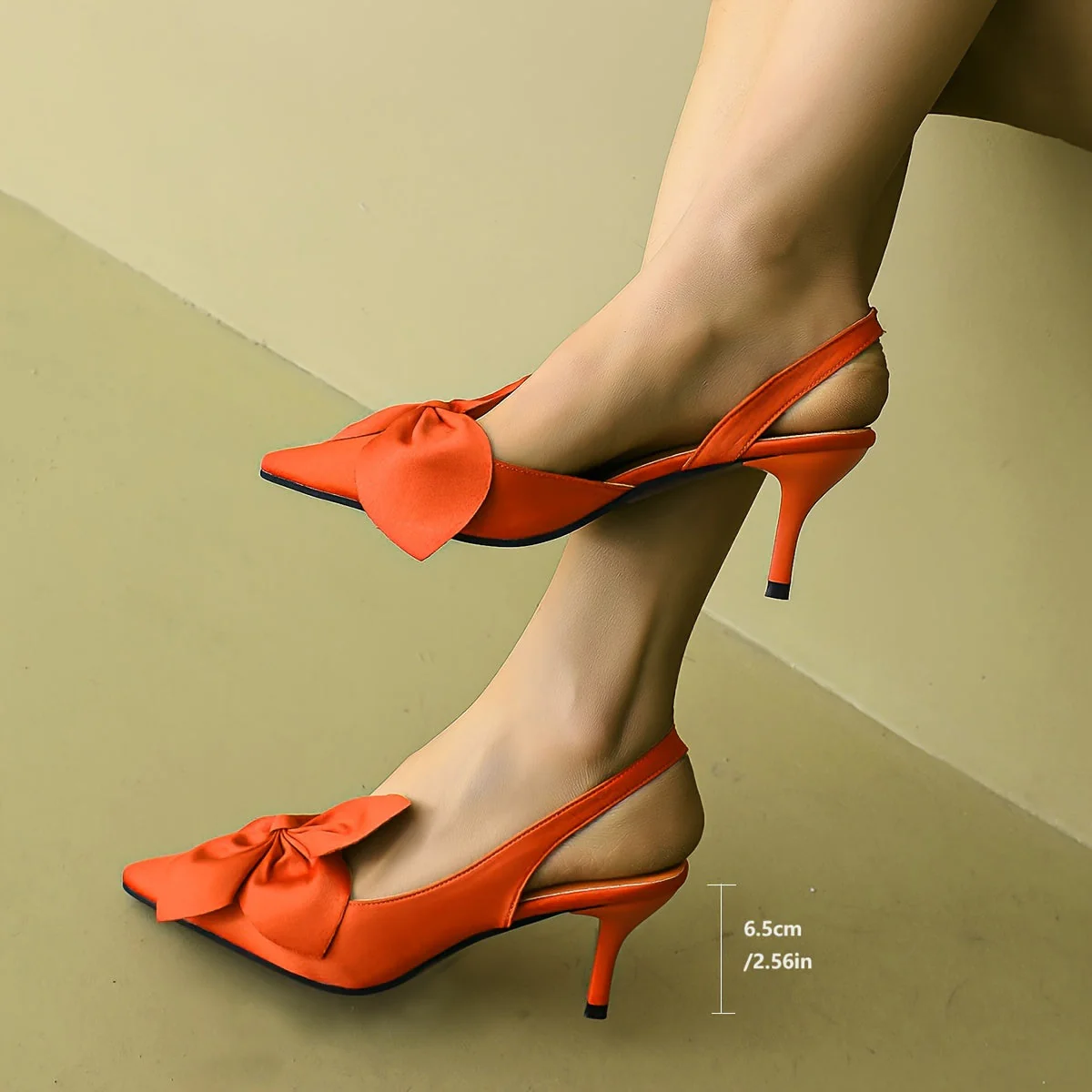Escarpins slingback à talon haut pour femme avec nœud élégant – Style habillé soirée - Image 2