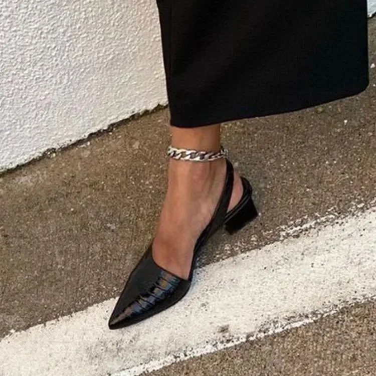 Escarpins slingback à talons moyens pointus pour femme – Élégance urbaine et confort quotidien - Image 2