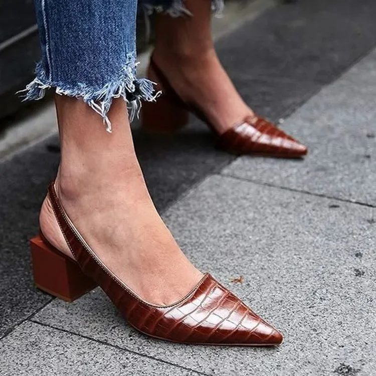 Escarpins slingback à talons moyens pointus pour femme – Élégance urbaine et confort quotidien - Image 3