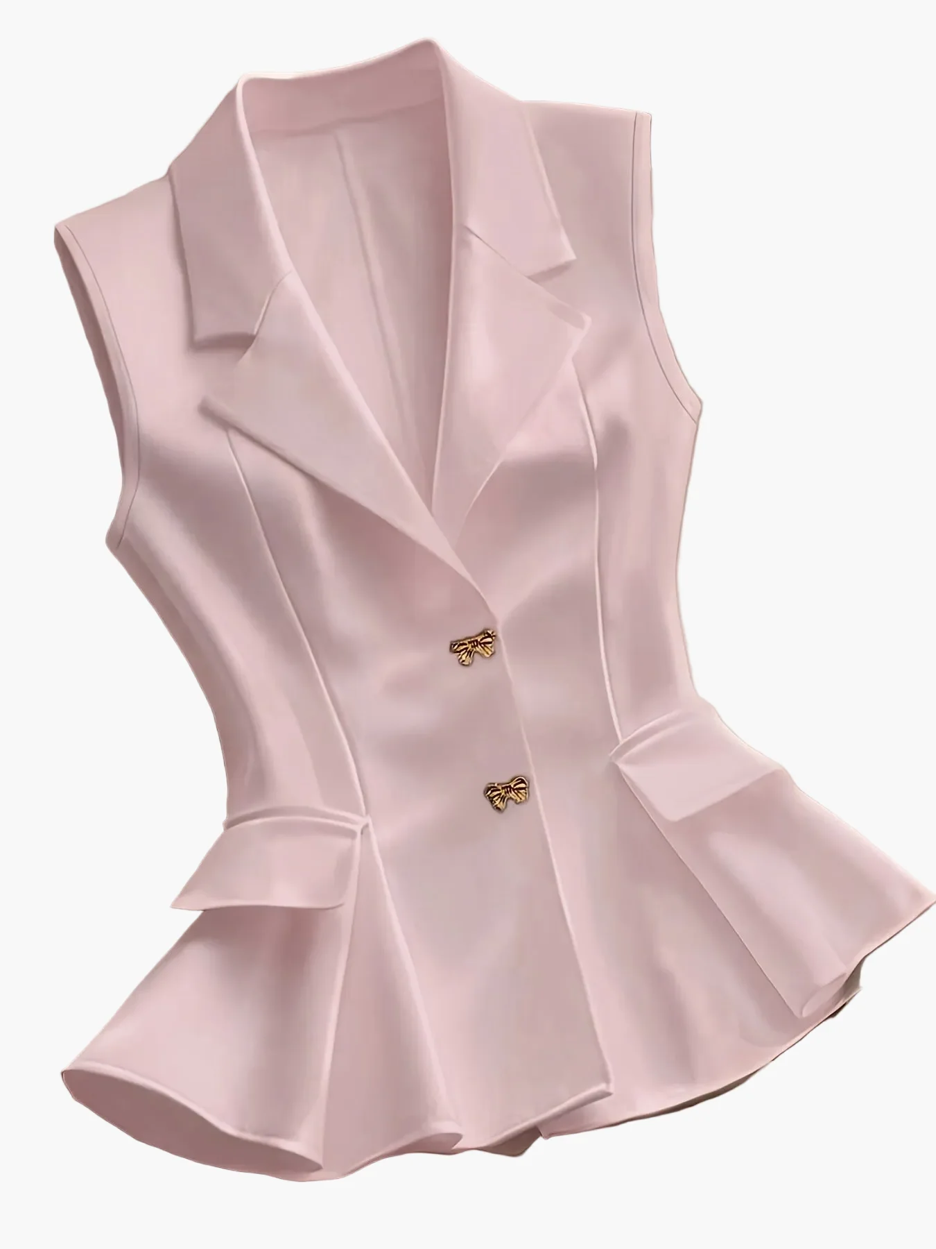 Gilet Blazer Femme Élégant Sans Manches Style Tailleur pour Printemps Été - Image 11