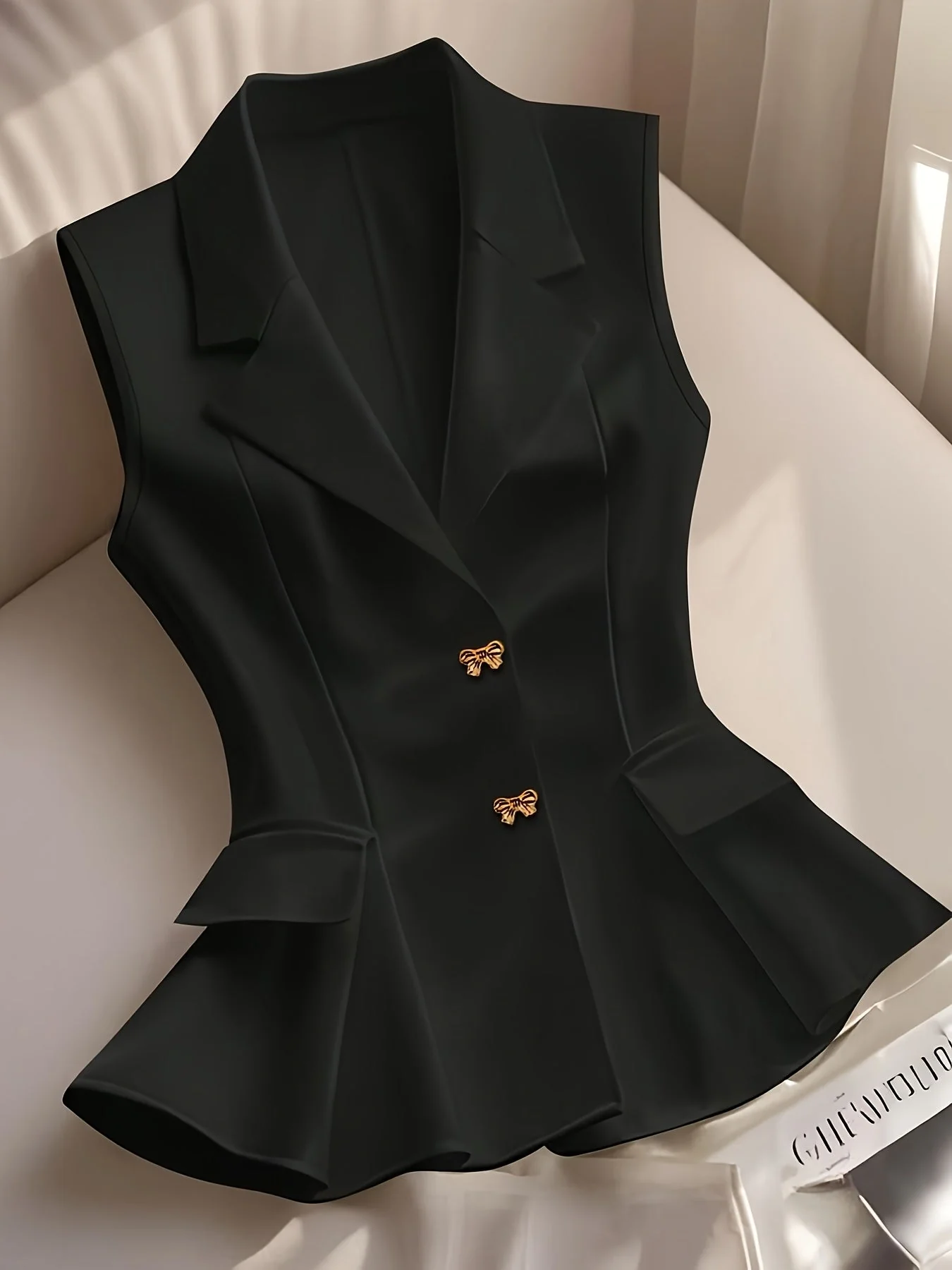 Gilet Blazer Femme Élégant Sans Manches Style Tailleur pour Printemps Été - Image 3