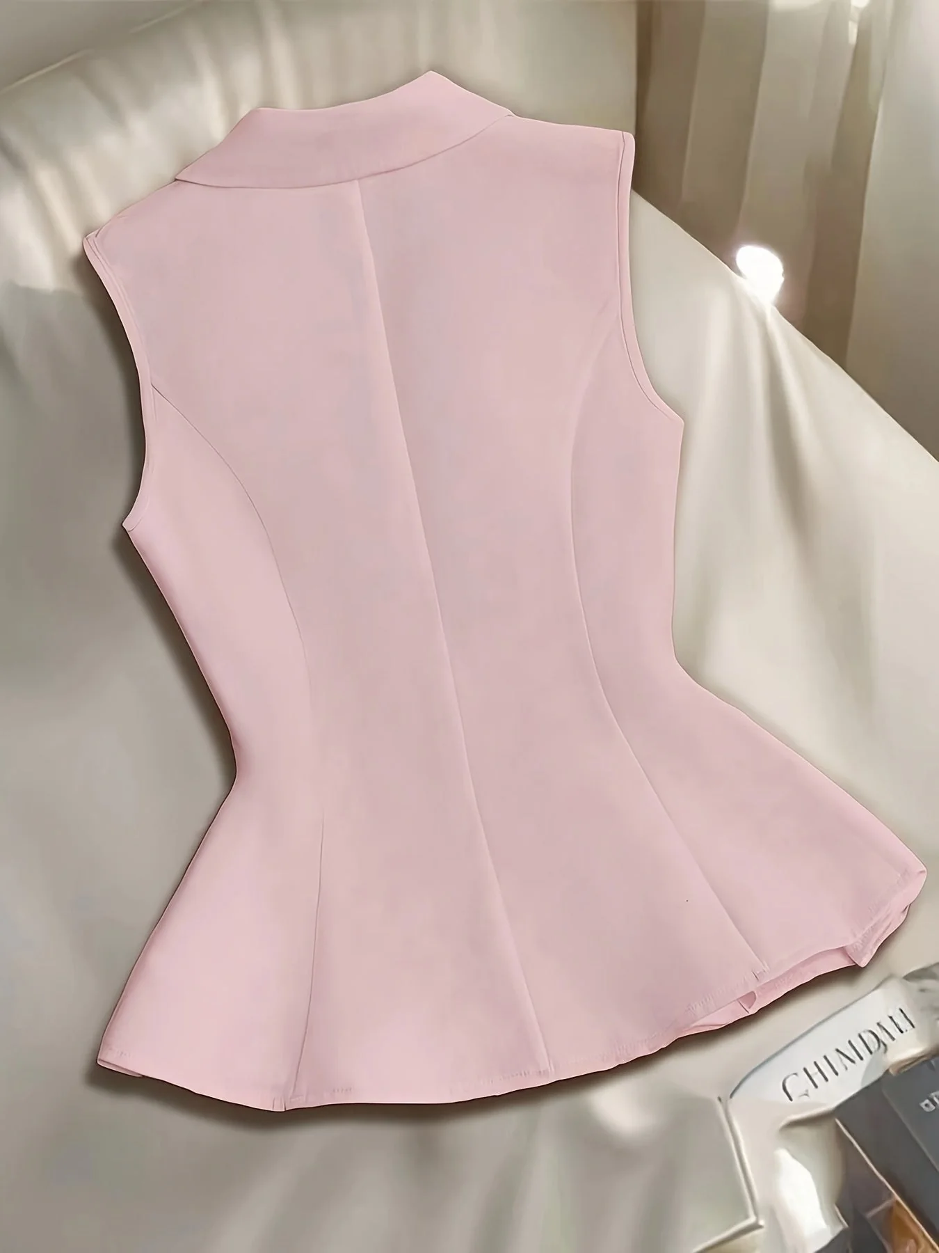 Gilet Blazer Femme Élégant Sans Manches Style Tailleur pour Printemps Été - Image 6