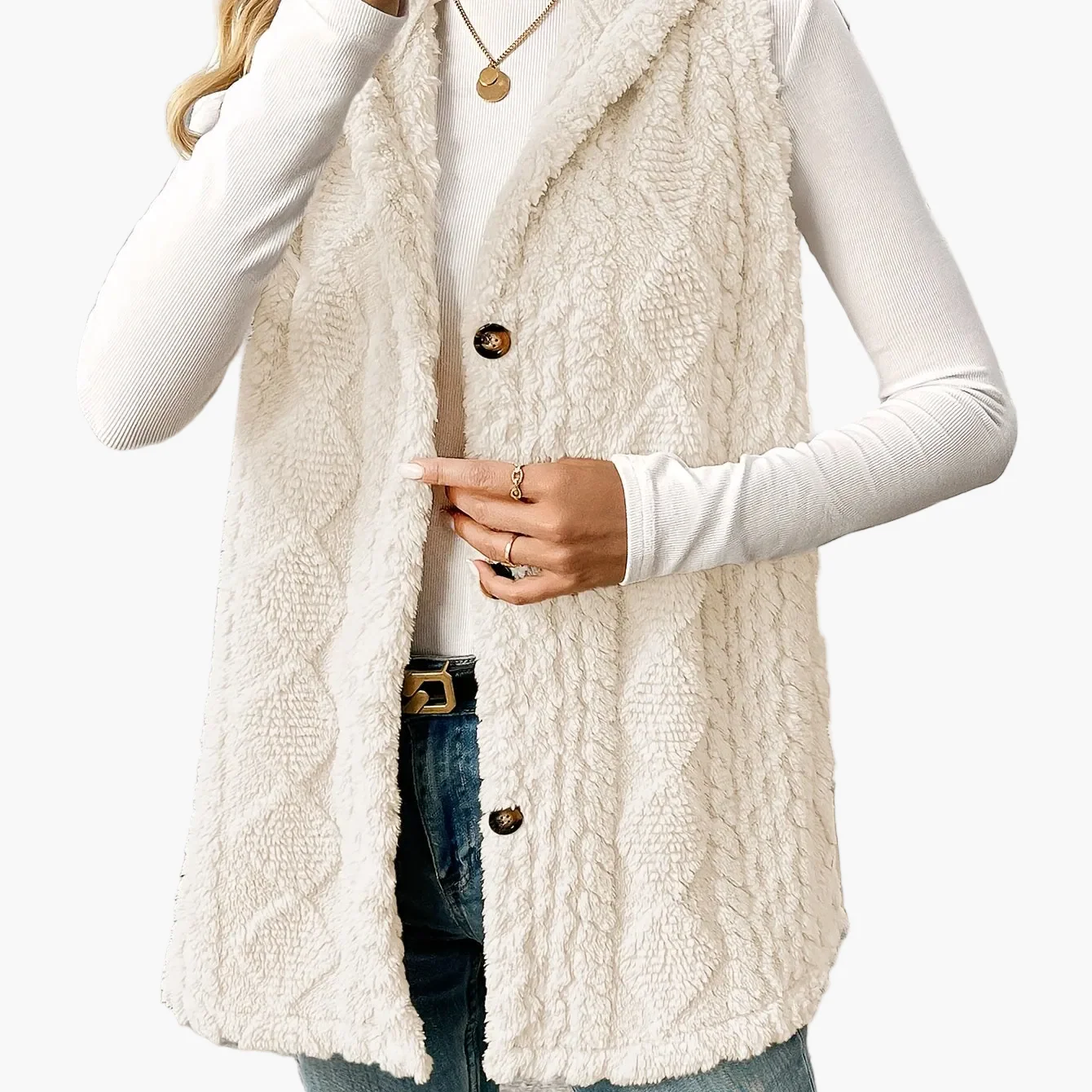 Gilet sans manches à capuche style torsadé pour femme, élégant et décontracté - Image 13