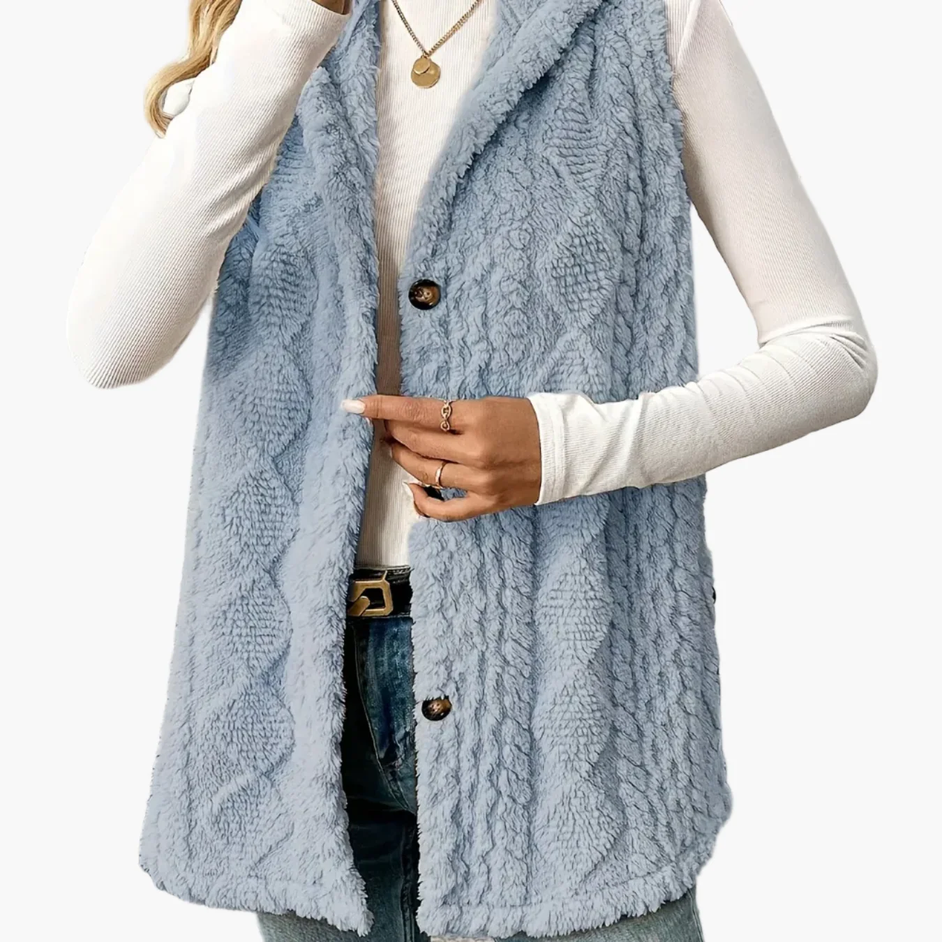 Gilet sans manches à capuche style torsadé pour femme, élégant et décontracté - Image 14