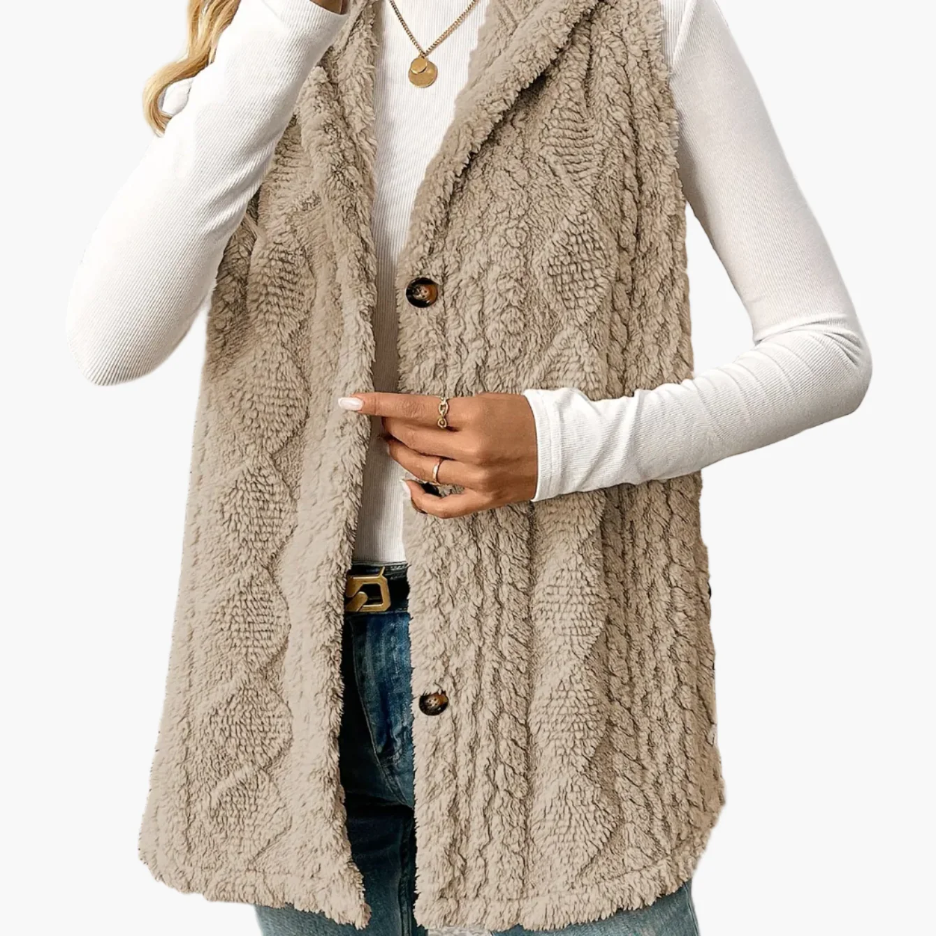 Gilet sans manches à capuche style torsadé pour femme, élégant et décontracté - Image 15