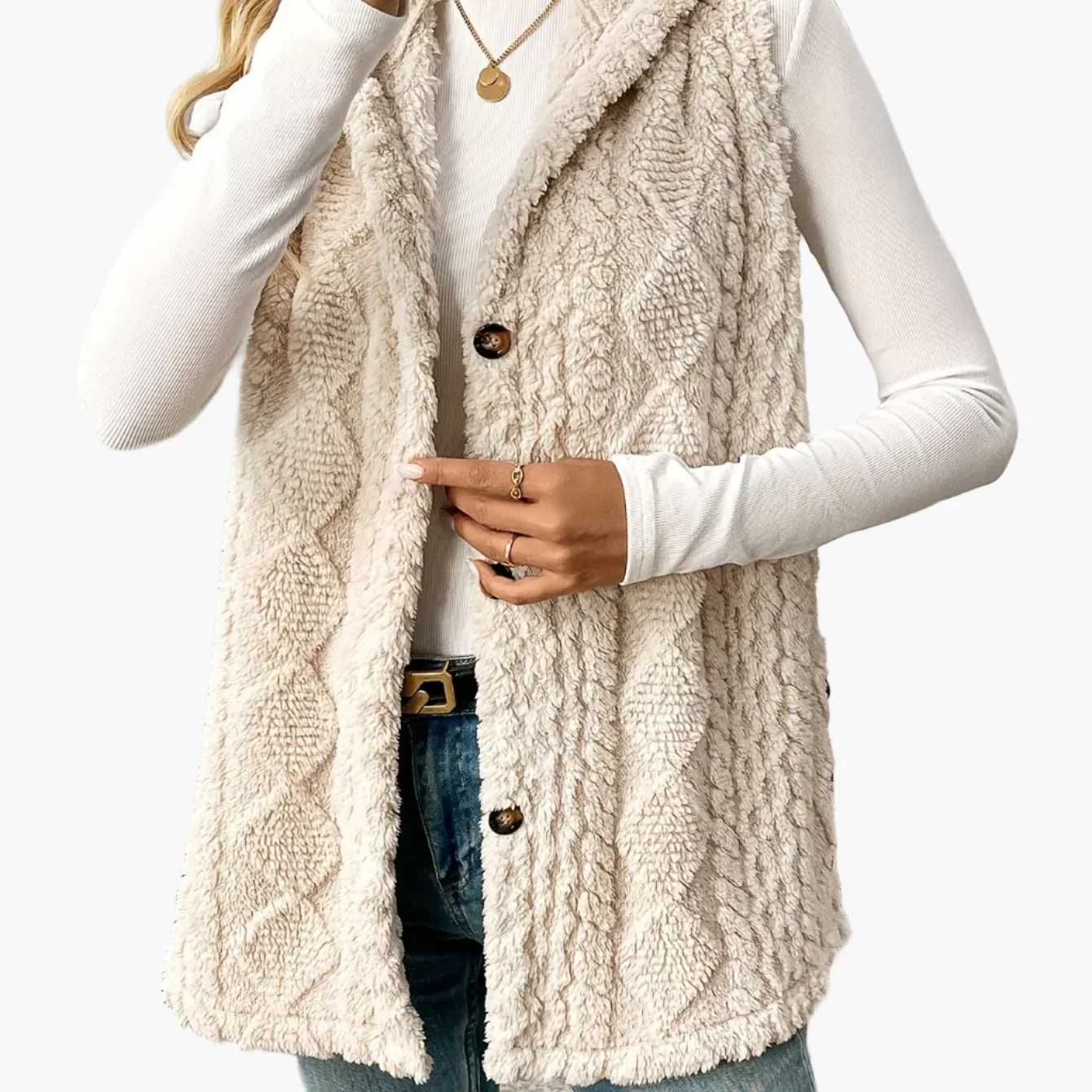 Gilet sans manches à capuche style torsadé pour femme, élégant et décontracté - Image 17