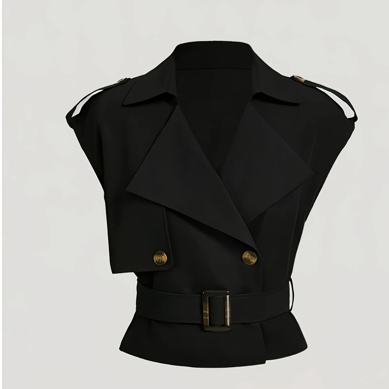 Gilet sans manches élégant ceinturé à boutons pour femme - Style chic printemps/été - Image 6