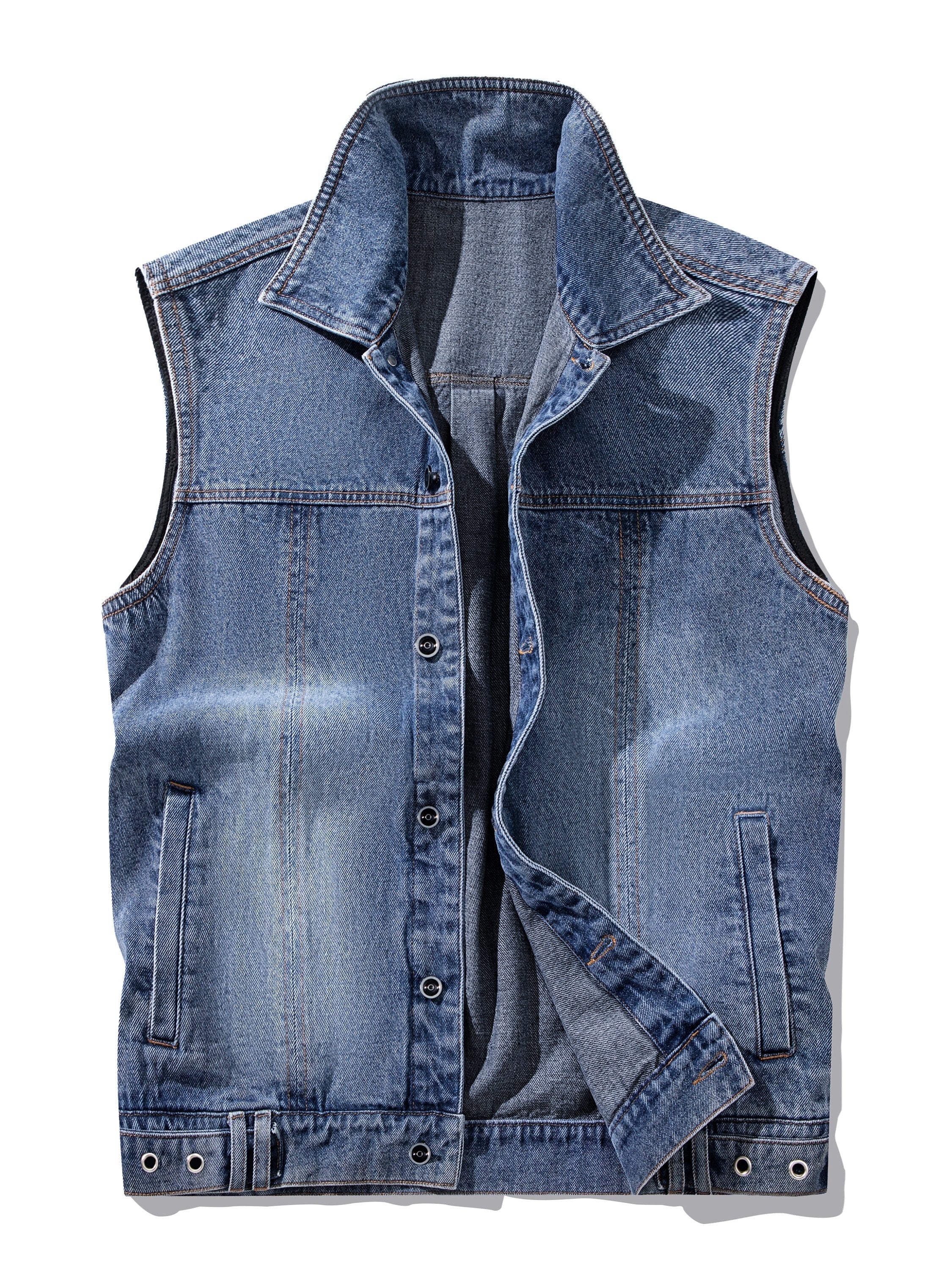 Gilet sans manches style jean décontracté pour homme – Idéal pour un look urbain tendance - Image 3