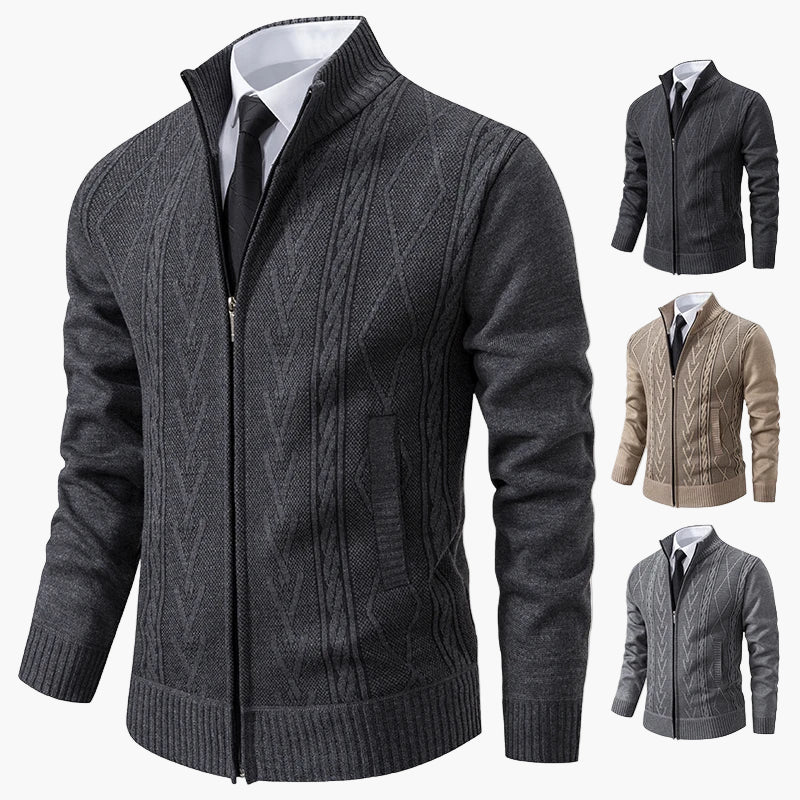 Gilet zippé homme style élégant à motif torsadé – Idéal pour affaires et sorties décontractées - Image 2