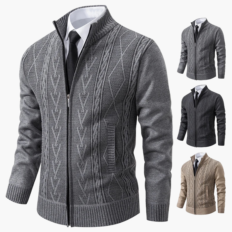 Gilet zippé homme style élégant à motif torsadé – Idéal pour affaires et sorties décontractées - Image 3