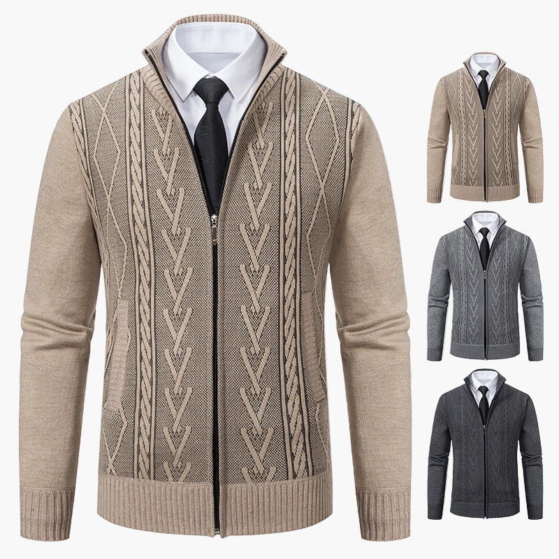 Gilet zippé homme style élégant à motif torsadé – Idéal pour affaires et sorties décontractées - Image 4