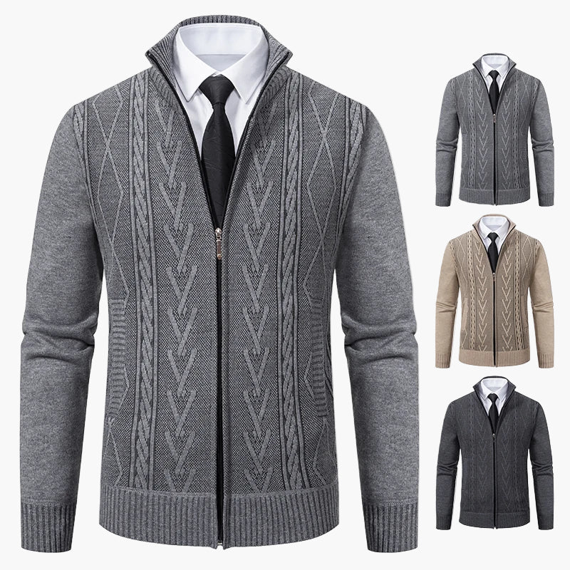 Gilet zippé homme style élégant à motif torsadé – Idéal pour affaires et sorties décontractées - Image 5