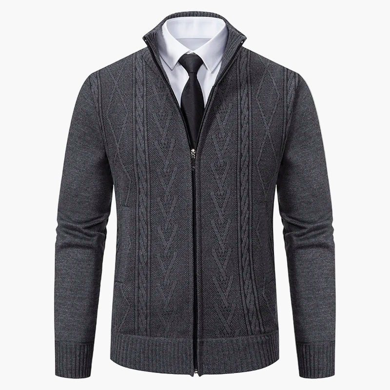 Gilet zippé homme style élégant à motif torsadé – Idéal pour affaires et sorties décontractées - Image 8