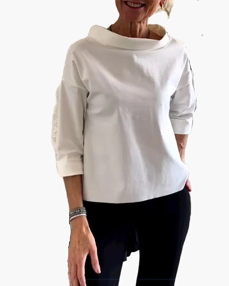 Haut élégant à col montant pour femme – Style moderne et polyvalent - Image 3