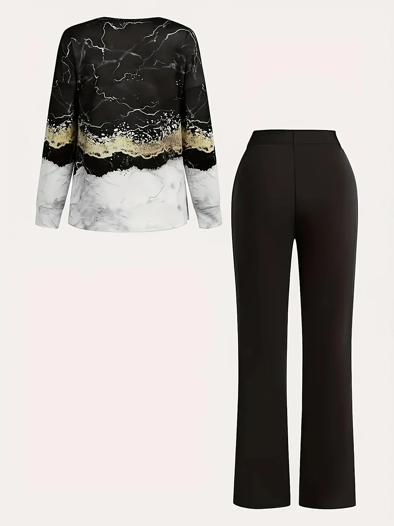 Haut à motif géométrique et pantalon large femme style décontracté pour printemps et été - Image 6