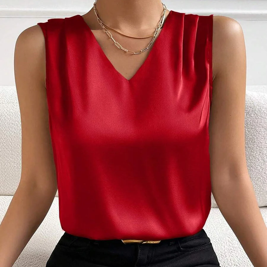 Haut sans manches col en V style élégant pour femme – Top chic usage quotidien ou bureau - Image 10
