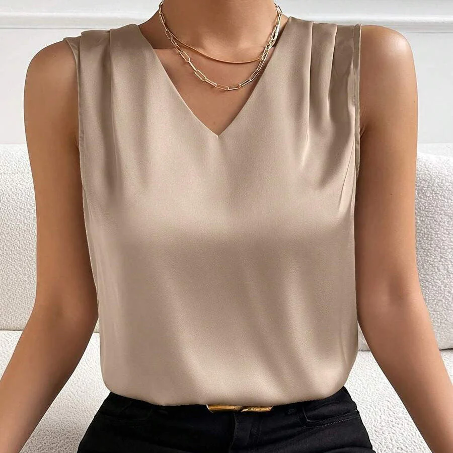 Haut sans manches col en V style élégant pour femme – Top chic usage quotidien ou bureau - Image 13