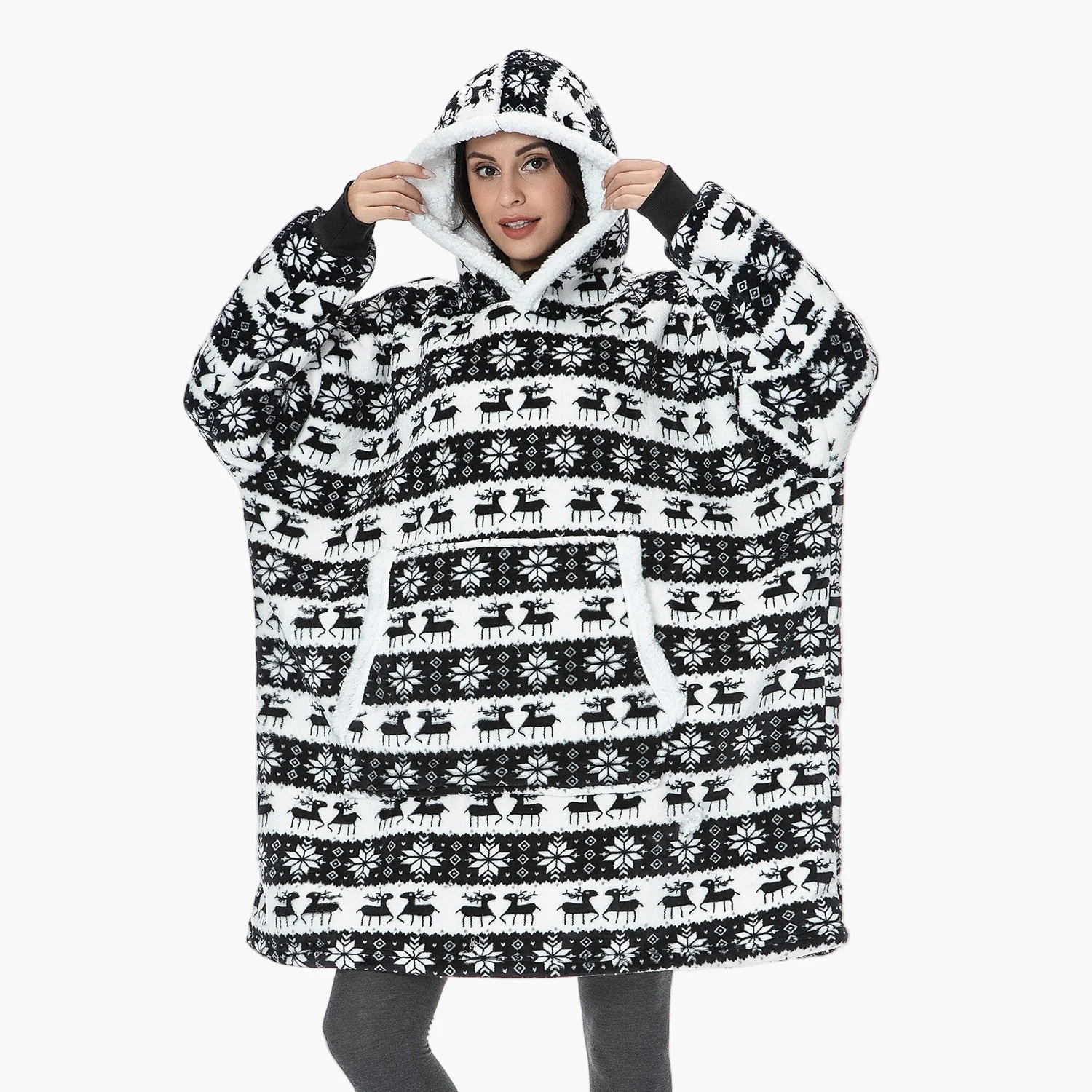 Hoodie Plaid Cocooning Femme – Pull Décontracté et Couverture Idéale pour la Maison - Image 19