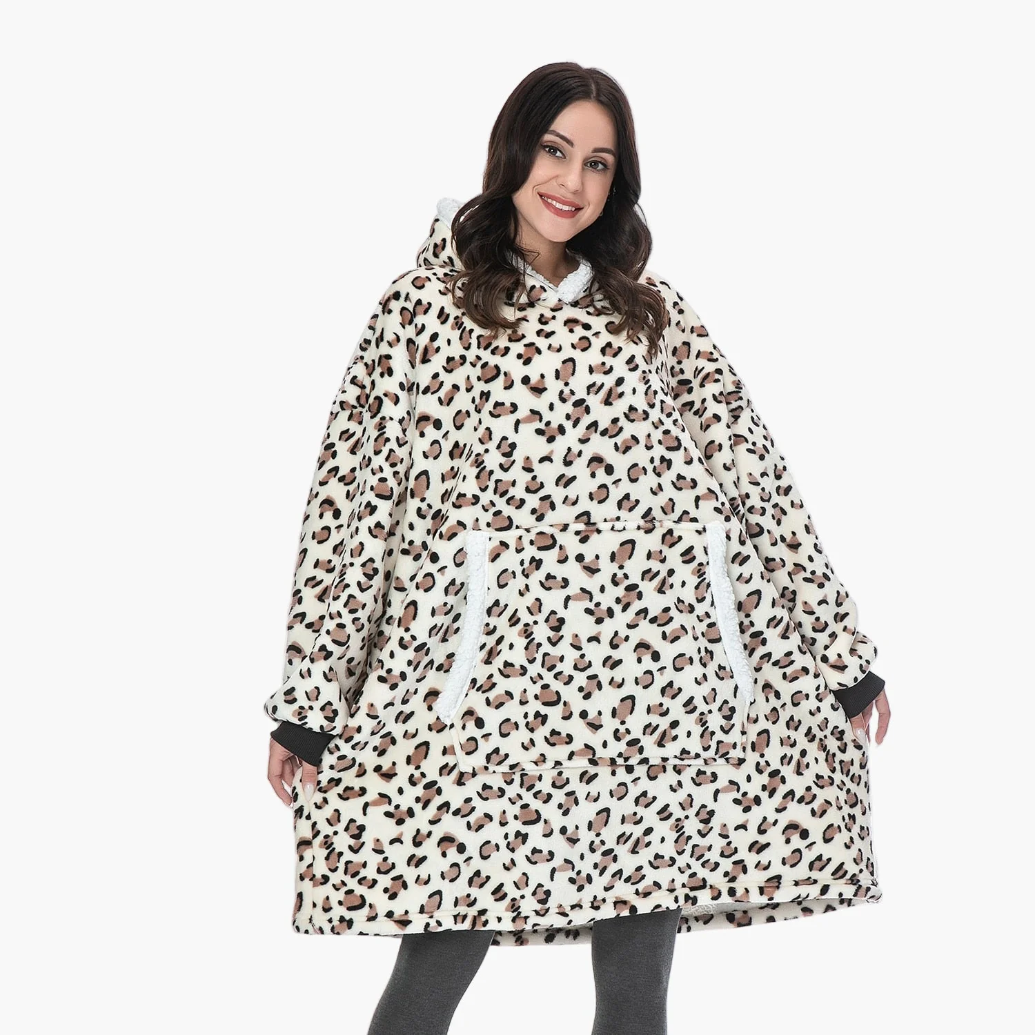 Hoodie Plaid Cocooning Femme – Pull Décontracté et Couverture Idéale pour la Maison - Image 4