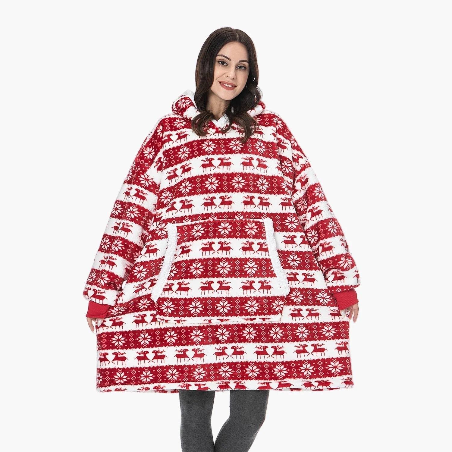 Hoodie Plaid Cocooning Femme – Pull Décontracté et Couverture Idéale pour la Maison - Image 6