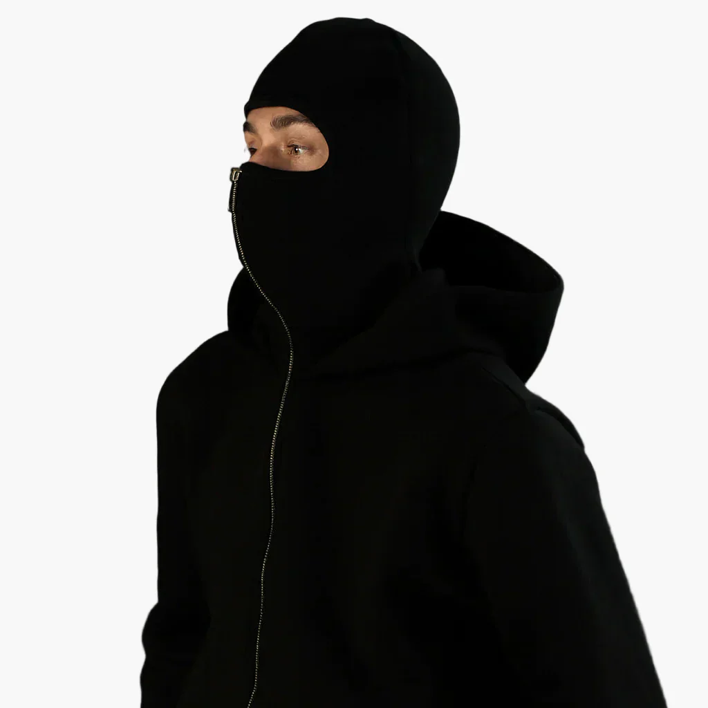 Hoodie zippé style balaclava pour homme – Urbain, minimaliste, idéal pour l’hiver - Image 3