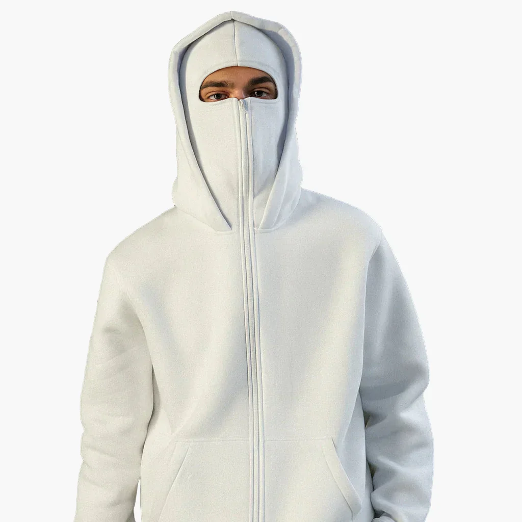 Hoodie zippé style balaclava pour homme – Urbain, minimaliste, idéal pour l’hiver - Image 4