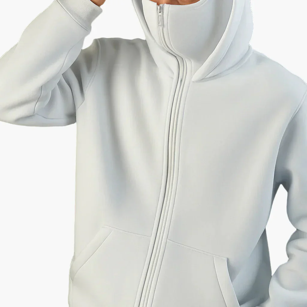 Hoodie zippé style balaclava pour homme – Urbain, minimaliste, idéal pour l’hiver - Image 5