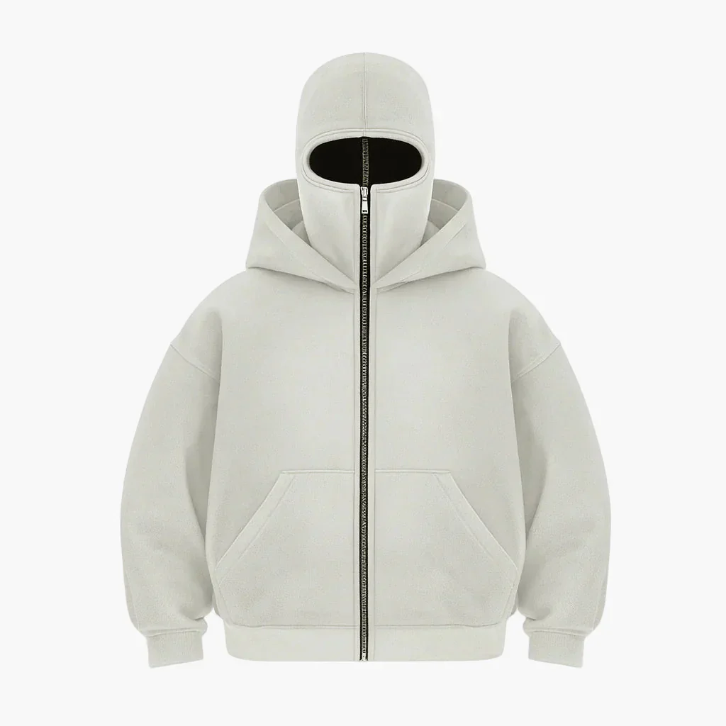 Hoodie zippé style balaclava pour homme – Urbain, minimaliste, idéal pour l’hiver - Image 7