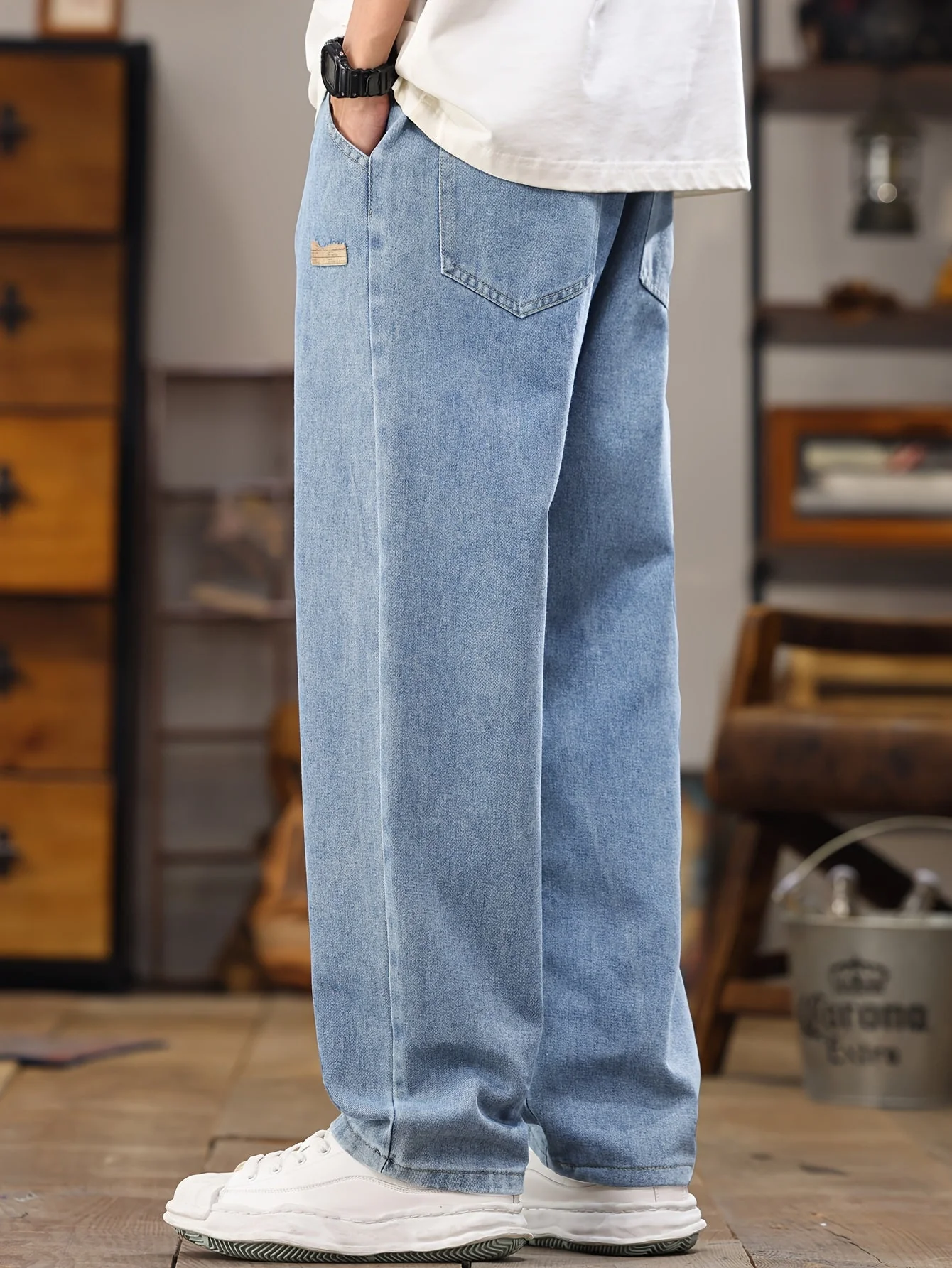 Jean décontracté style jogger pour homme, coupe droite, idéal pour le quotidien - Image 10
