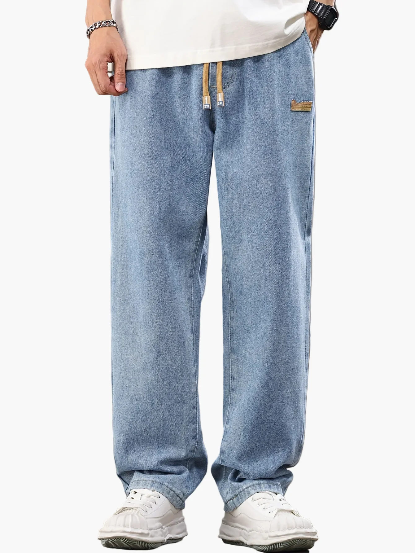 Jean décontracté style jogger pour homme, coupe droite, idéal pour le quotidien - Image 11