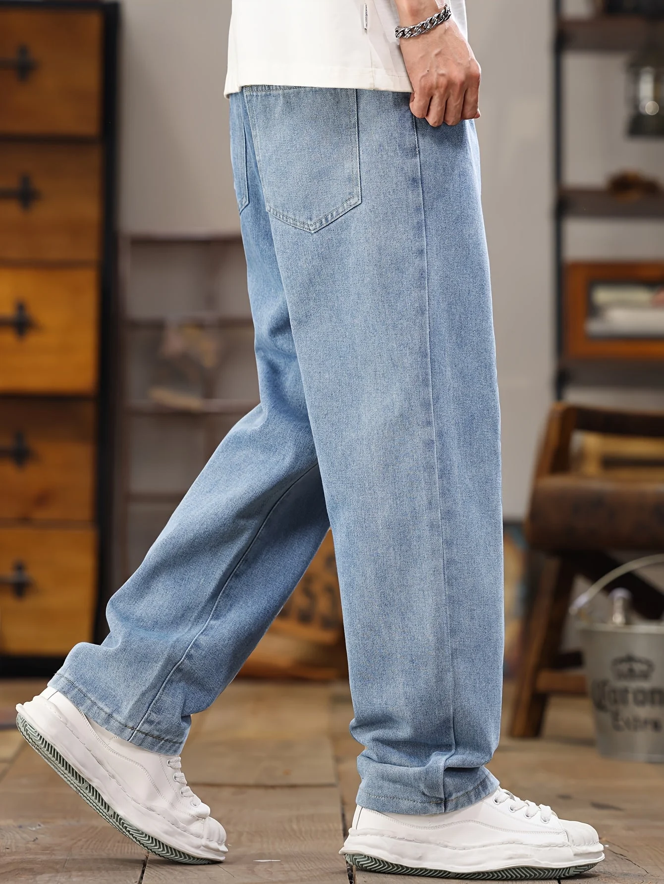 Jean décontracté style jogger pour homme, coupe droite, idéal pour le quotidien - Image 5