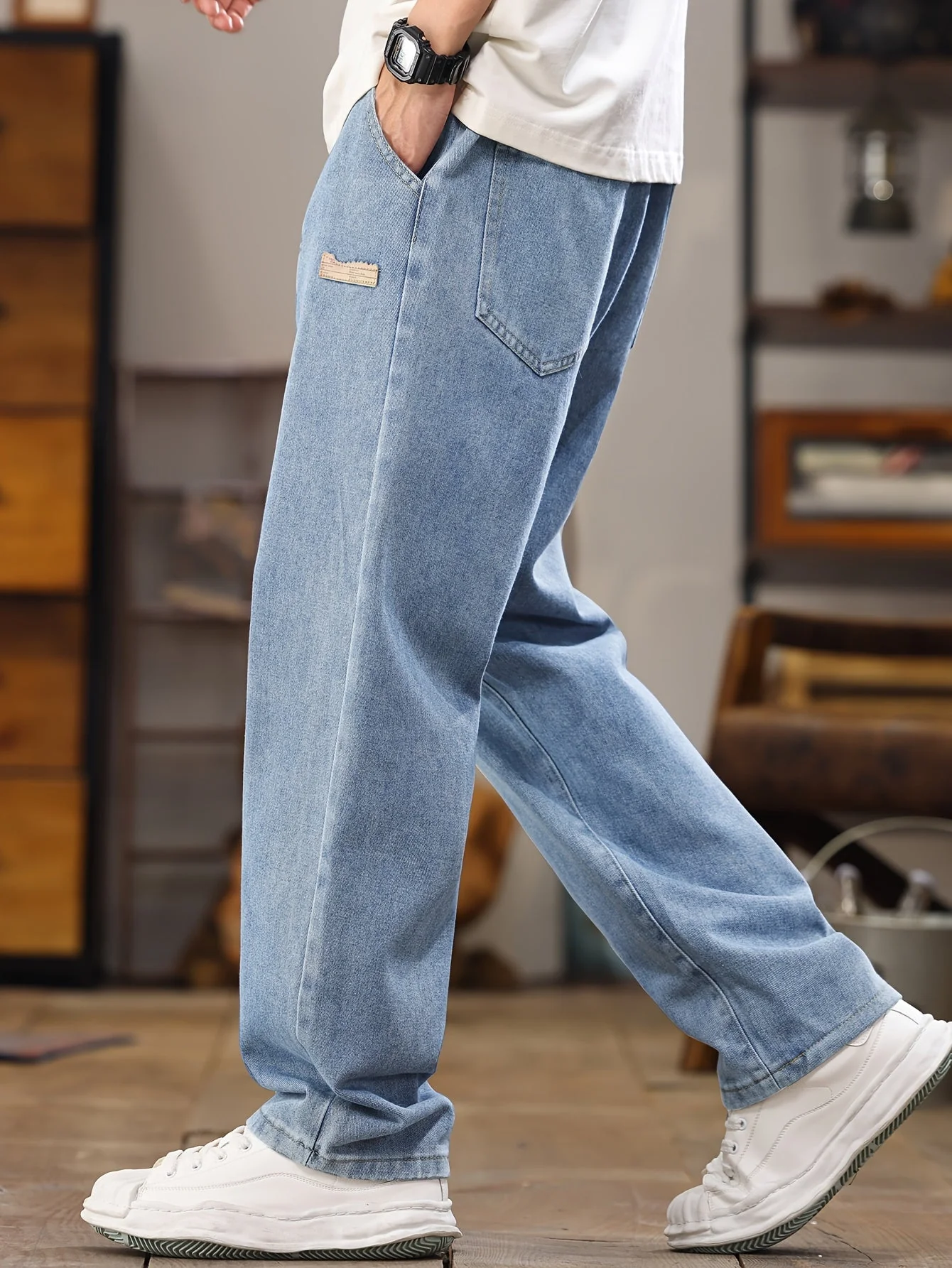 Jean décontracté style jogger pour homme, coupe droite, idéal pour le quotidien - Image 6
