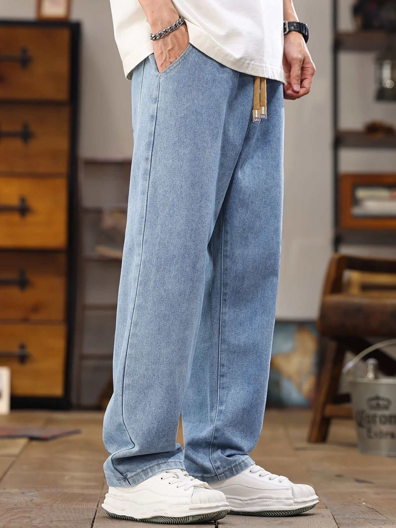 Jean décontracté style jogger pour homme, coupe droite, idéal pour le quotidien - Image 7