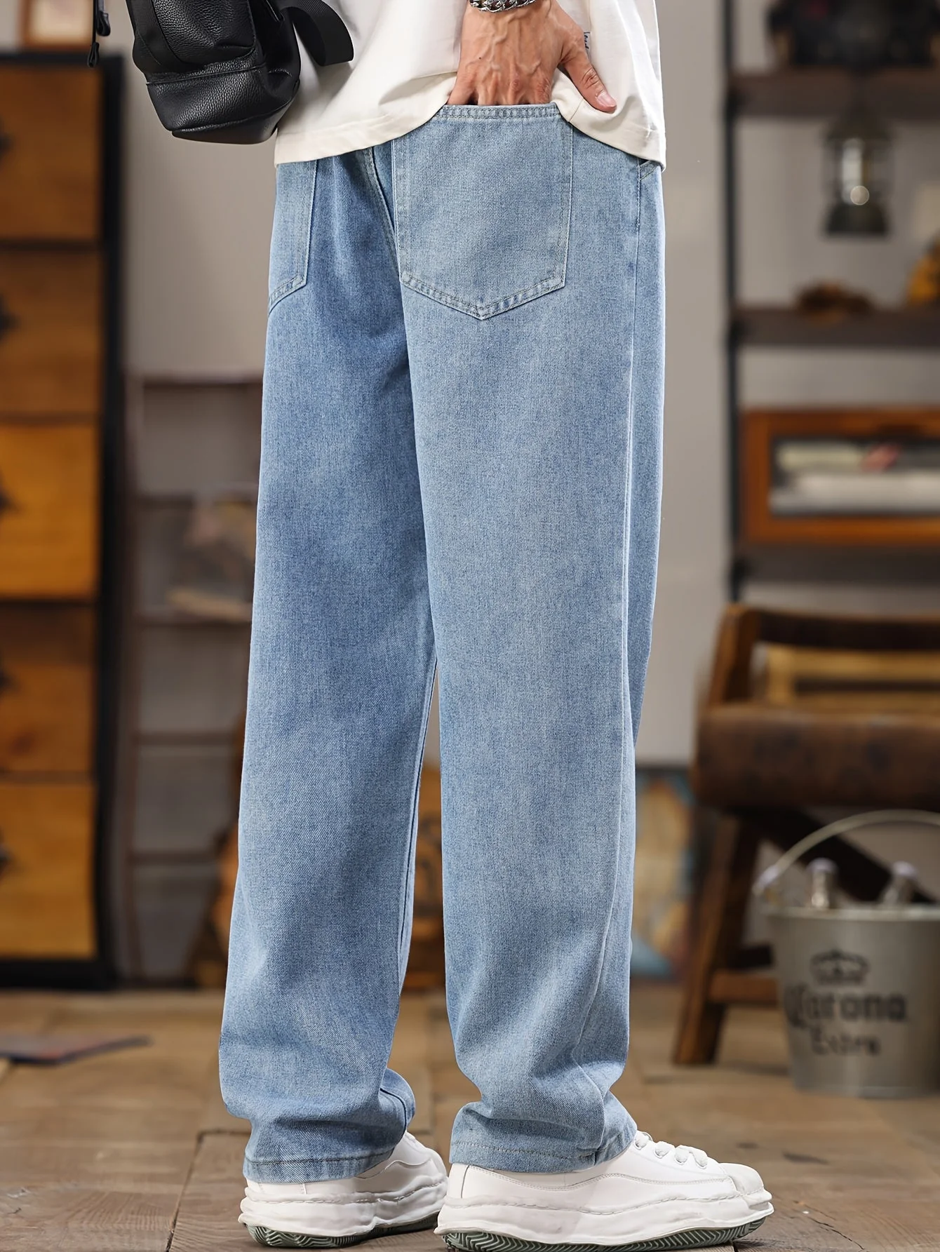 Jean décontracté style jogger pour homme, coupe droite, idéal pour le quotidien - Image 9