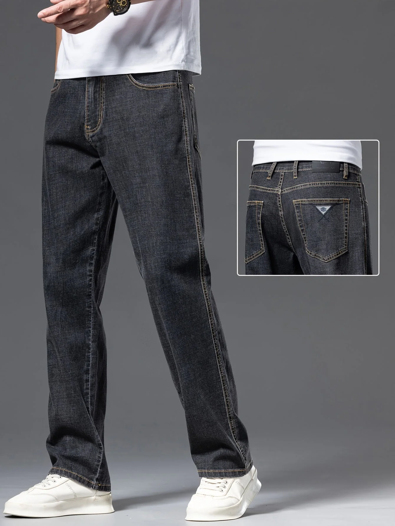 Jean droit décontracté pour homme style urbain polyvalent - Image 2