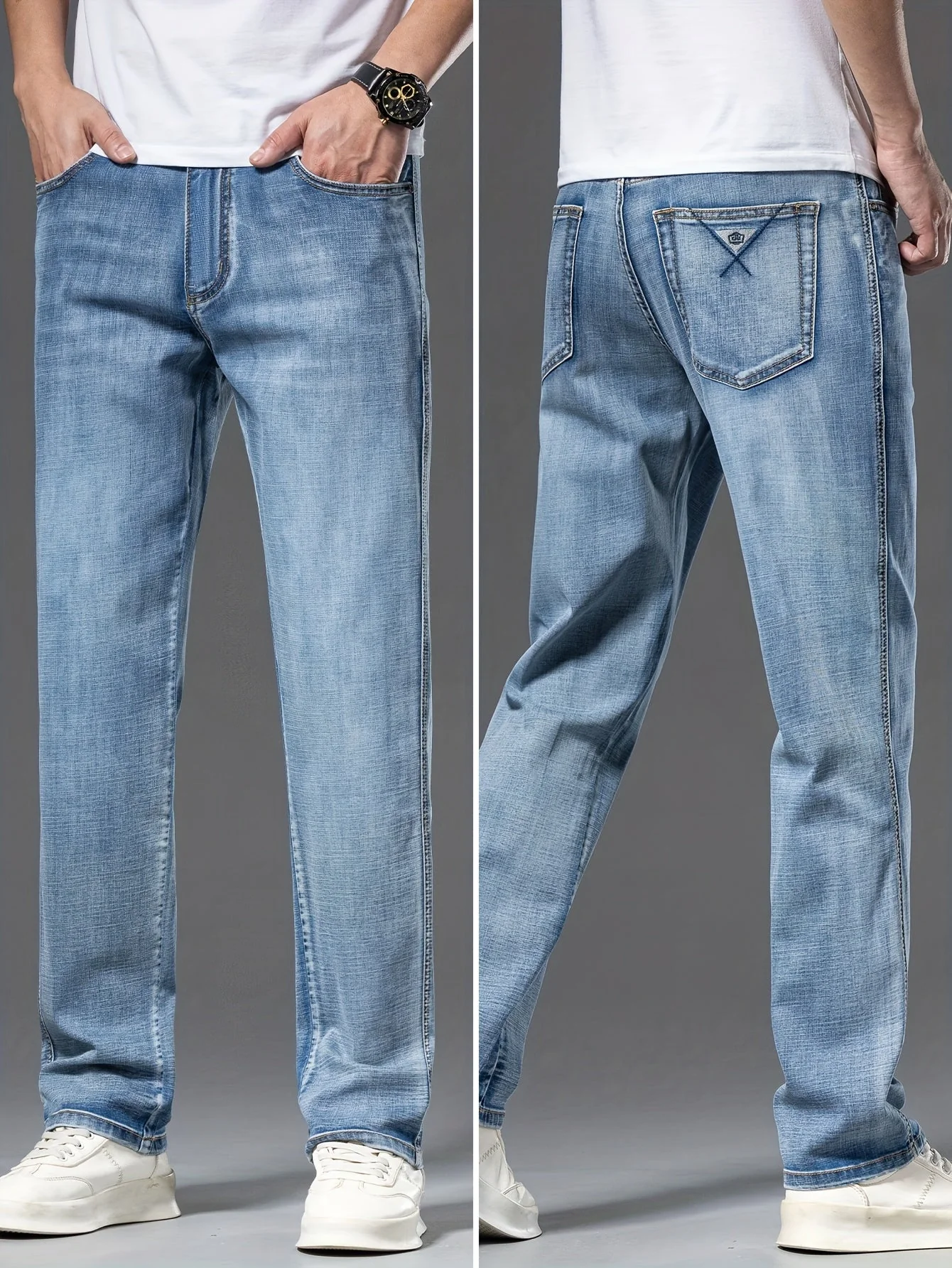 Jean droit décontracté pour homme style urbain polyvalent - Image 3