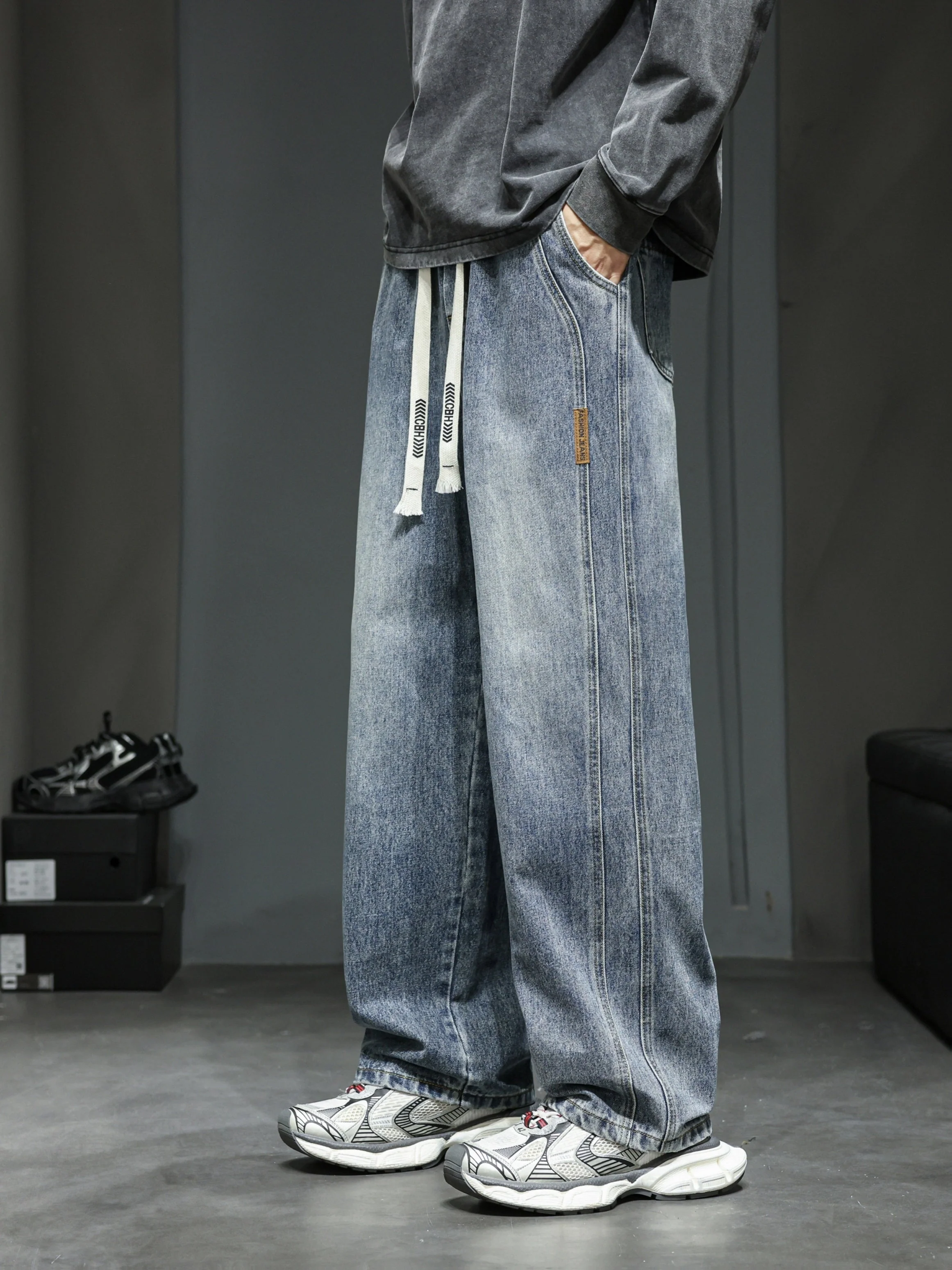 Jean large coupe ample pour homme style urbain décontracté - Image 2