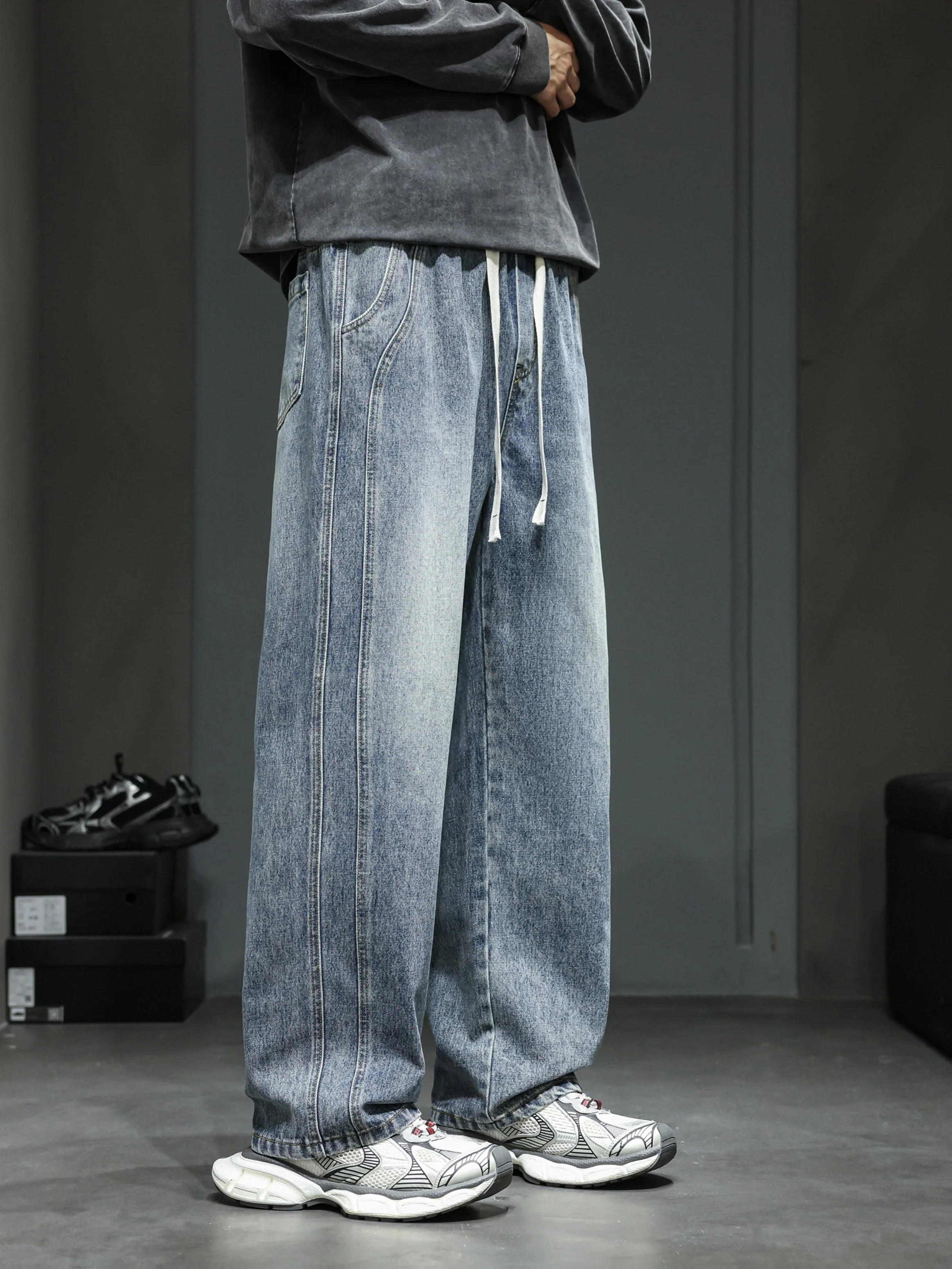 Jean large coupe ample pour homme style urbain décontracté - Image 3