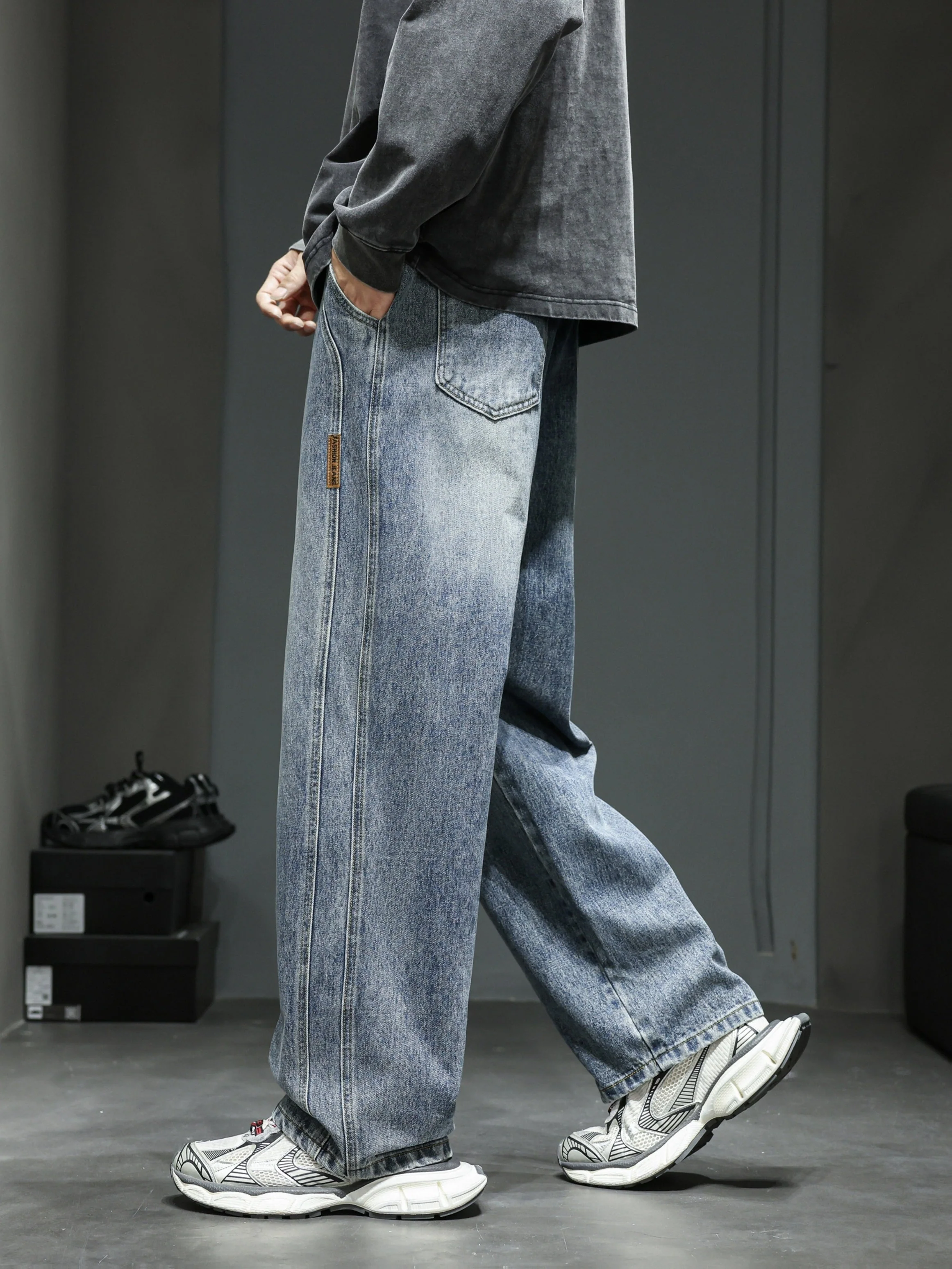 Jean large coupe ample pour homme style urbain décontracté - Image 4