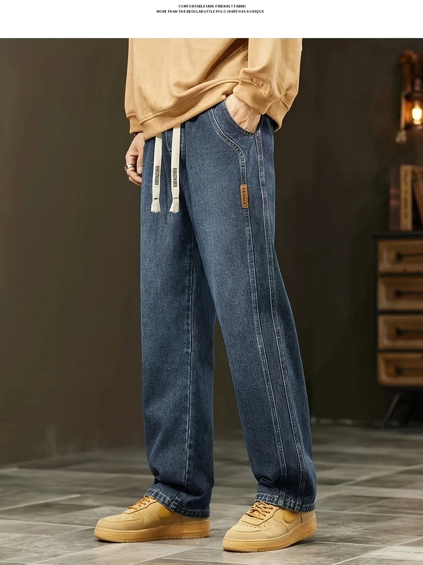 Jean large coupe ample pour homme style urbain décontracté - Image 6