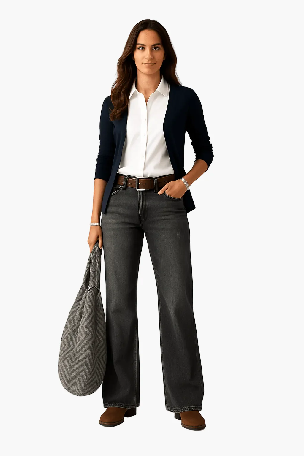 Jean large femme taille haute style décontracté urbain - Image 5