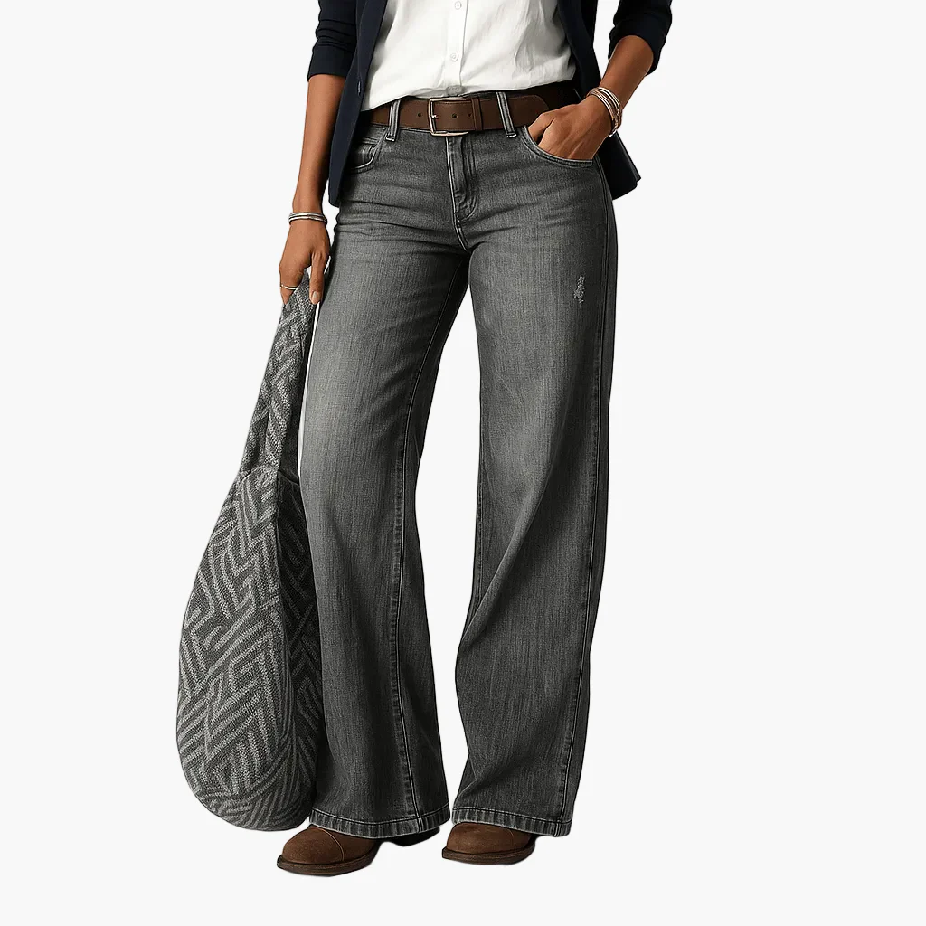Jean large femme taille haute style décontracté urbain - Image 6