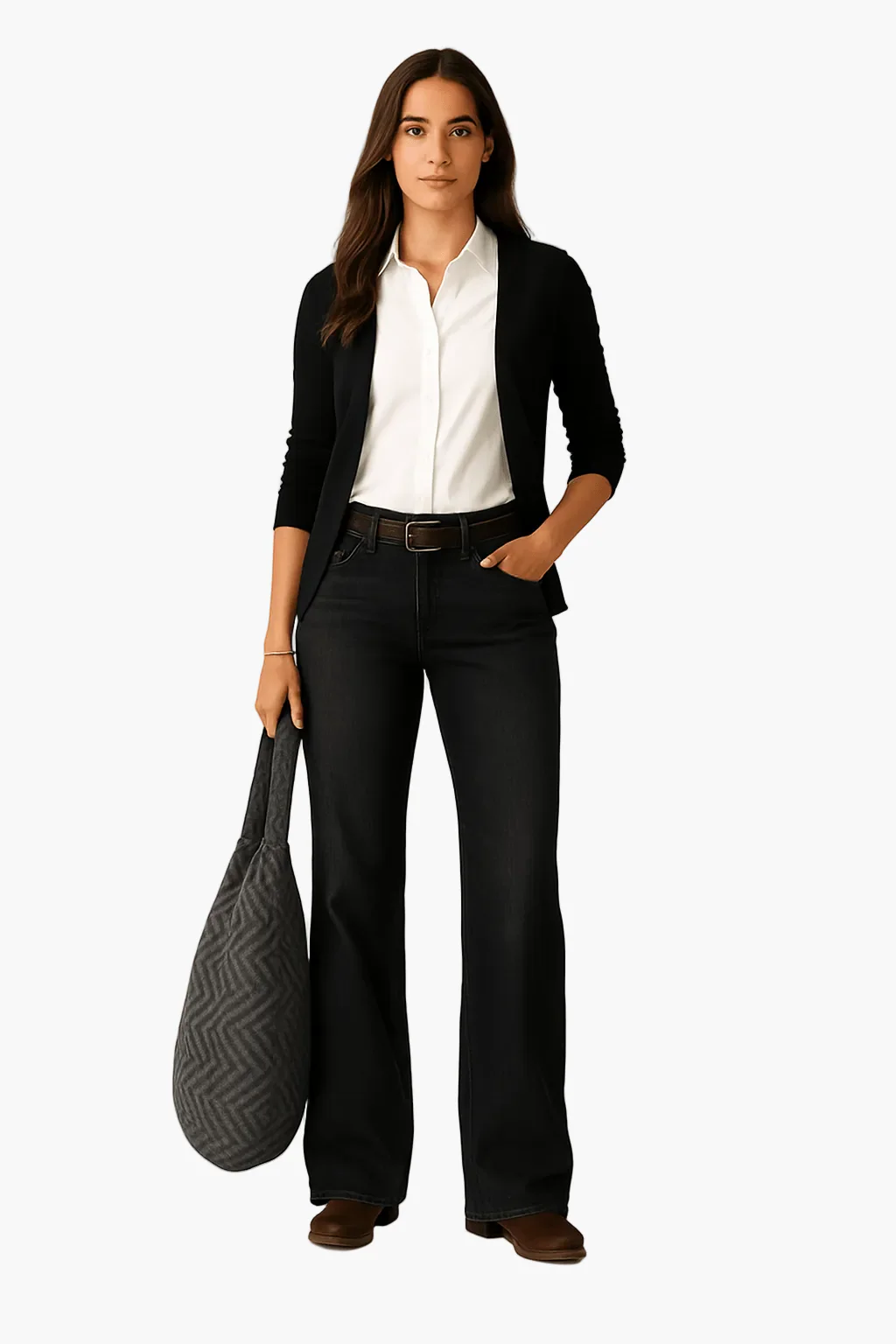 Jean large femme taille haute style décontracté urbain - Image 7