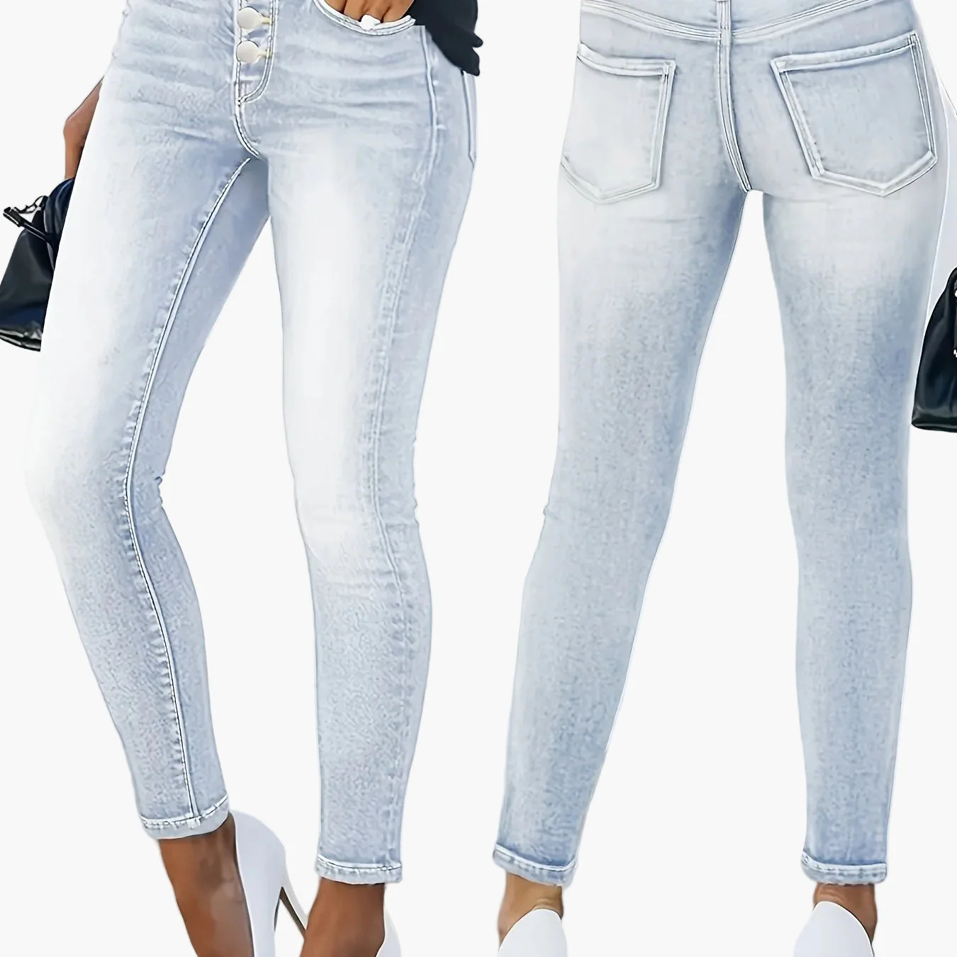 Jean skinny taille haute femme style street élégant pour toutes saisons - Image 6