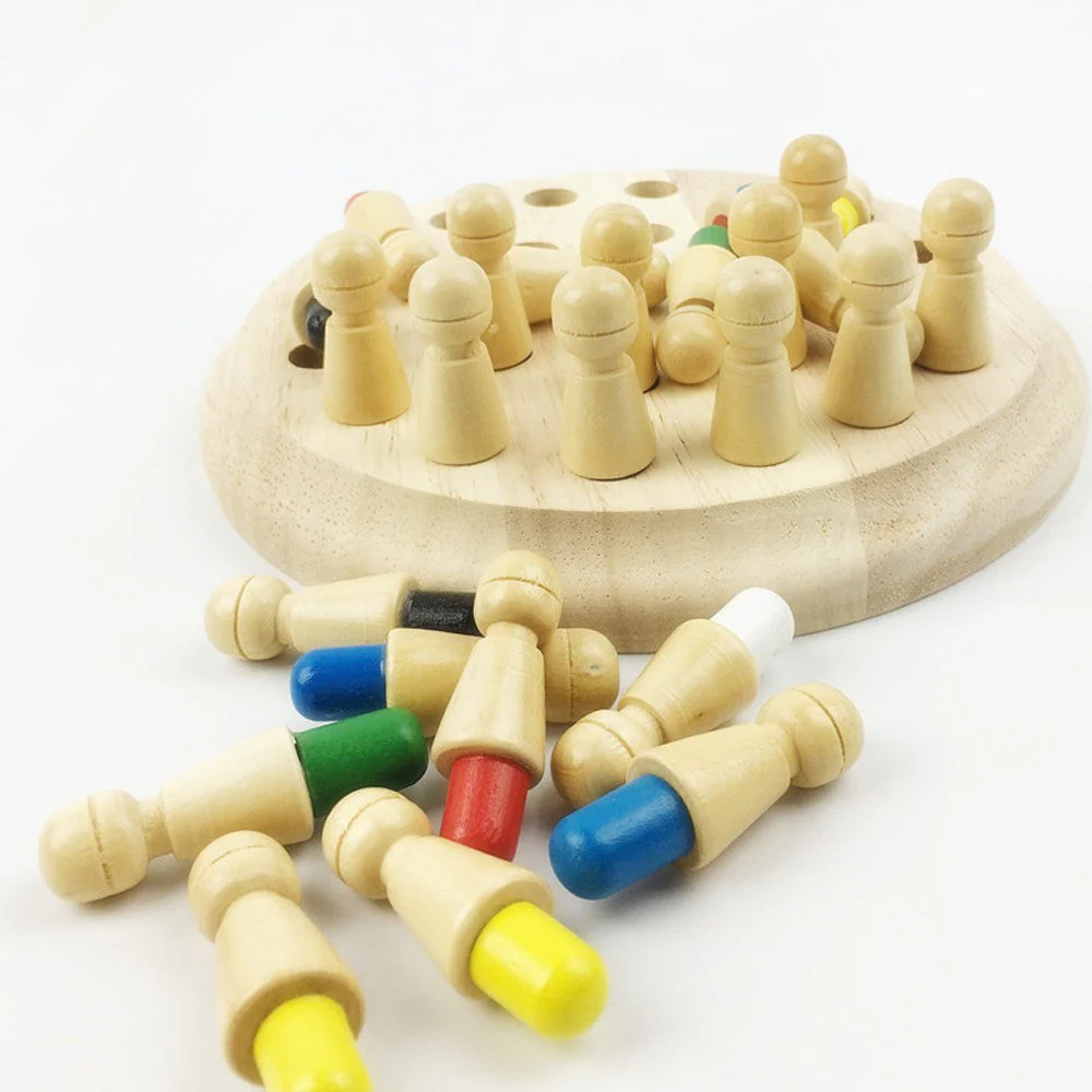 Jeu d'échecs mémoire en bois pour enfants – Jeu éducatif Montessori - Image 2