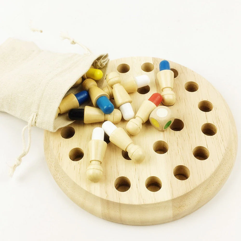 Jeu d'échecs mémoire en bois pour enfants – Jeu éducatif Montessori - Image 3