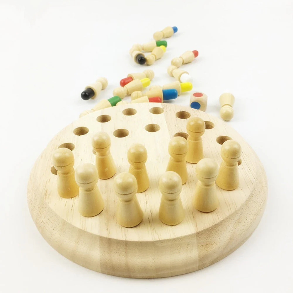 Jeu d'échecs mémoire en bois pour enfants – Jeu éducatif Montessori - Image 4
