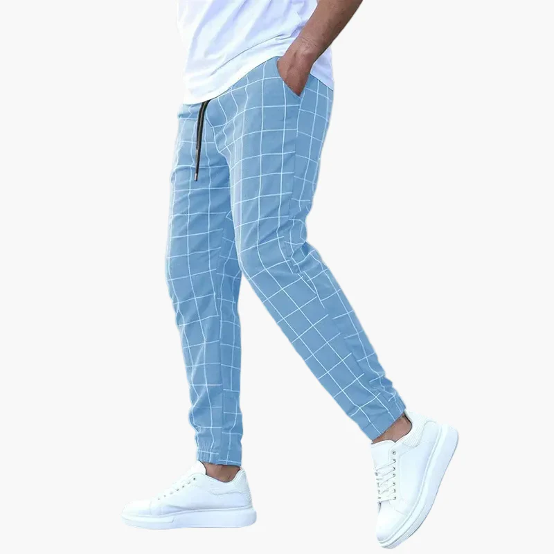 Jogging homme coupe fuselée style urbain à motif carreaux pour loisirs et détente - Image 2