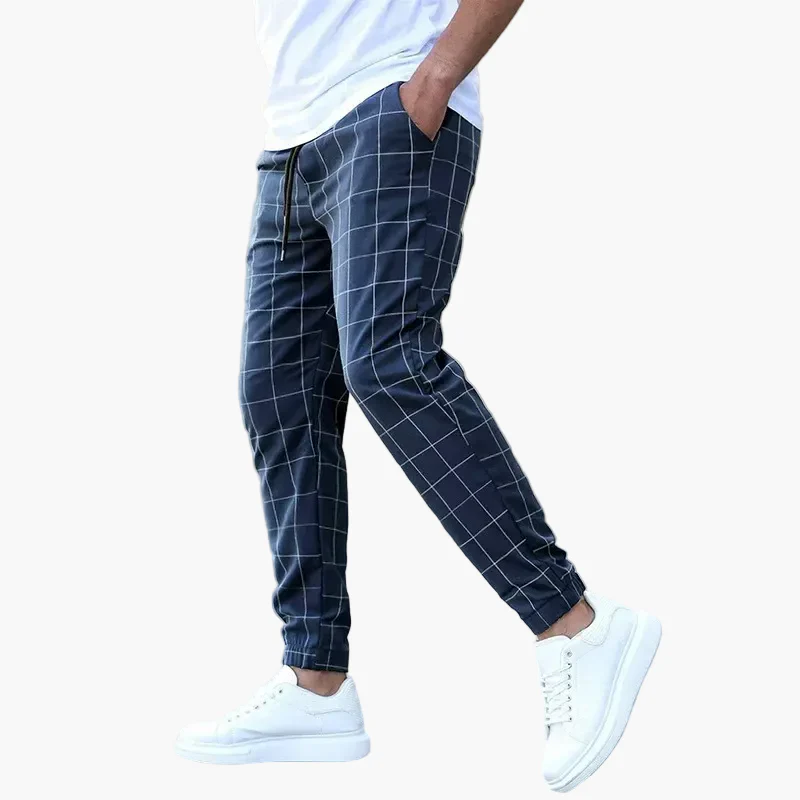 Jogging homme coupe fuselée style urbain à motif carreaux pour loisirs et détente - Image 3
