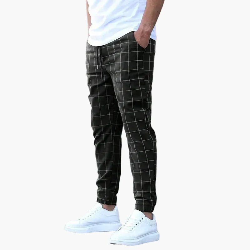 Jogging homme coupe fuselée style urbain à motif carreaux pour loisirs et détente - Image 4